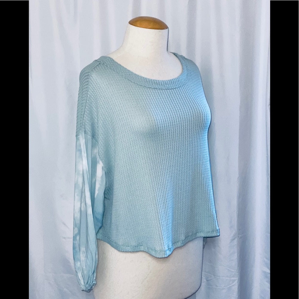 Love, Fire Brushed Waffle Knit Sleeves Tie Dye